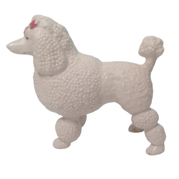 Vintage MCM French Poodle Figurine Ceramic Marked 98 White Red Bow READ - Picture 3 of 12